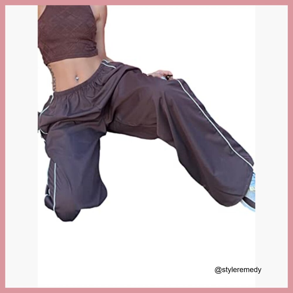 Polyester Sweatpants with Elastic Waist Wide Leg Track Pants - Picture 6 of 7